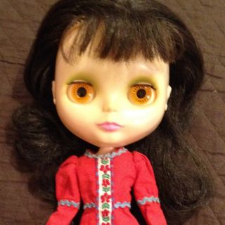 1972 Kenner Blythe Doll Dark Brown Hair in Roaring Red