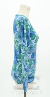 BLUMARINE Blue Green Floral Scoop Neck Top Size It 42