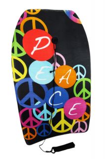 black polka dot peace sign body board boogie board