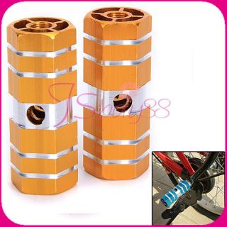 Pair of BMX Cycling Bike Parts Bicycle 3 8 Axle Alloy Foot Pegs Golden