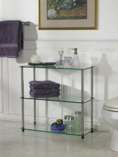 accsense modern glass 3 shelf bookcase rack stand new great 