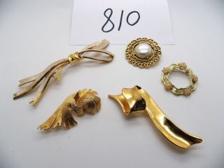 Vintage Jewelry LOT OF 5 Brooches RHINESTONES 810