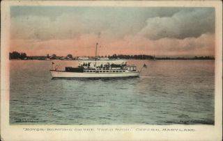 Oxford Maryland MD Motor Boating on the Tred Avon c1910 Postcard