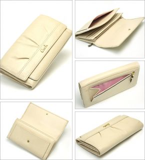 NWT COACH Bone Soho Pleated Leather Slim Envelope Wallet B4/BN