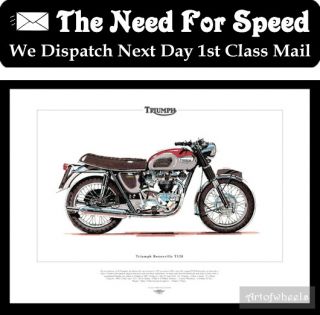 Triumph Bonneville Print Classic Motorcycle Art 650cc