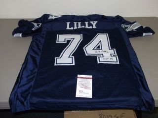 Bob Lilly Autographed Dallas Cowboys Football Navy Blue Jersey JSA 