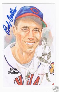 Bob Feller Autograph Perez Steele Postcard Indians