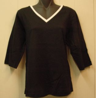 Bob Mackie V Neck Tee with Elbow Sleeves Size XL