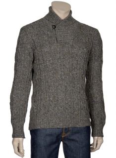 Vince Mens Gray Wool Cabled Shawl Sweater XL Suede Elbow Patches $275 