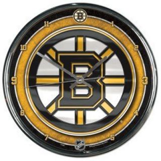 Boston Bruins NHL Hockey Chrome Style Round Wall Clock