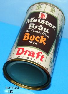Meister Brau Bock Draft Flat Top Beer Can with Advertising Lid Superb 