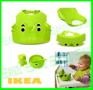 IKEA Mata Baby Training Cup Bowl Bib Spoon Green 4pcs