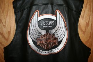 Harley Davidson 105th Anniversary XL Mens Leather Vest 2008