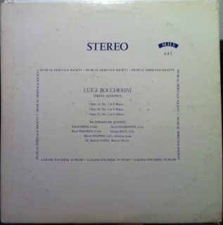 Stradivari Quintet Boccherini String Quintets LP VG MHS 645 Vinyl 