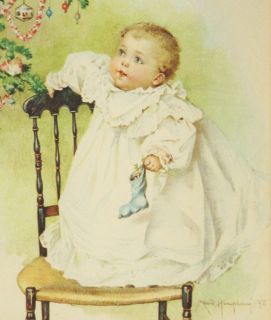 Antique 1898 Maud Humphrey Bogart Frame Print Victorian Child Baby 