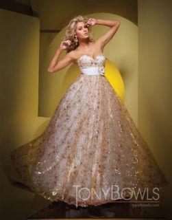 Tony Bowls 111516 White Gold Pageant Ball Gown Dress 4