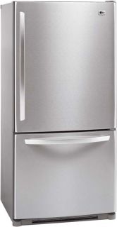 LG 22 CU ft Bottom Freezer Refrigerator 33 inch Width Stainless Steel 