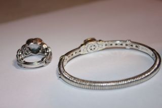  Judith Ripka Two 2 Ring Sterling and 18kt