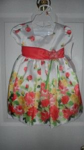 Bonnie Jean Baby Girls Shantung Floral Print Wedding Spring Dress 2T 