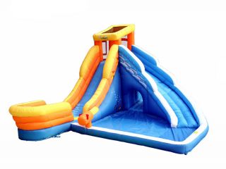 Bounceland Inflatable Fun SHIP Water Slides with Large Pool and Water 