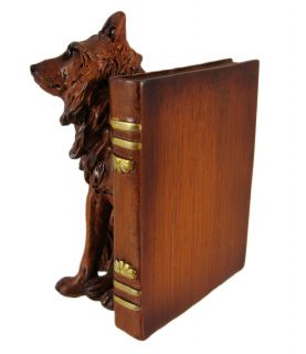 Stunning Timber Wolf Bookends Wood Finish