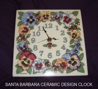 Almost Vintage Santa Barbara Ceramic Design Pansies Wall Clock Takane 