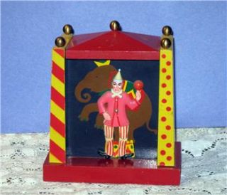 Vintage Swiss Music Box Dancing Clown Circus/Carnival Folk Art