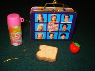 Brady Bunch Lunchbox Ornament Set Thermos Apple Carlton Cards