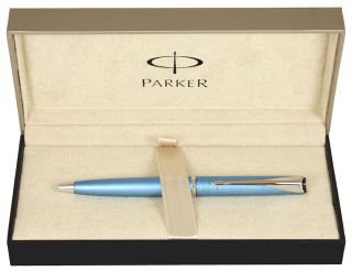 Parker Latitude Ballpoint Pen Blue Chrome Trim New