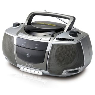 Coby Silver Portable Boombox CD Radio Stereo Cassette Player Recorder 