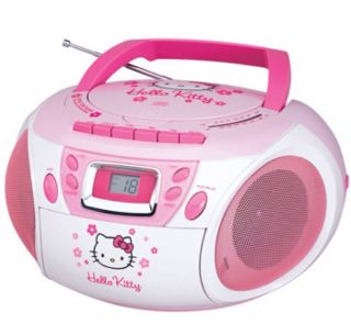 Brand New Hello Kitty Stereo CD Boombox with Cassette Player Am FM 