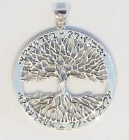 Sterling Silver Wiccan Tree of Life Pendant with Theban Runes