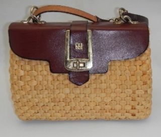 Vintage Borelli Collection Raffia Straw Leather Handbag
