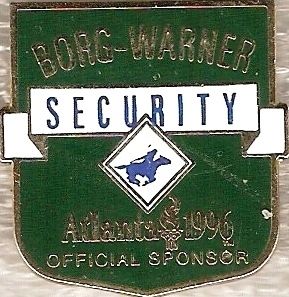 1996 Atlanta Borg Warner Security Olympic Sponsor Pin