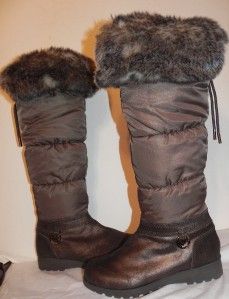 New Michael Kors Brandy Bronze Snow Faux Fur Leather Nylon Boots Size 