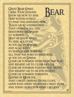 Bear Totem Prayer BOS Book of Shadows Page Wiccan Witchcraft Magick 