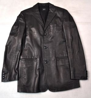Boss Hugo Boss Black Italian Lamb Nappa Leather 3 Button Jacket 48 