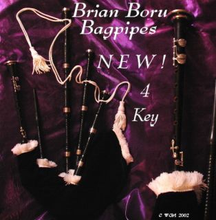 Irish Brian Boru Bagpipes   Bass Baritone Tenor   4 key   bagpipe set 