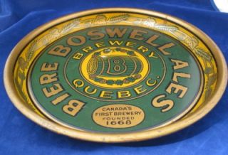 Boswell Brewery Quebec 1843 1952 Boswell Ale Beer Tray from 1940S 