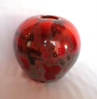 Beautiful Red Art Glass Vase Signed Bothell 76