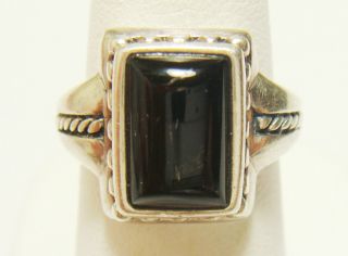   Vintage 925 Sterling Silver Black Onyx Braided Design Ring SZ 6 75 7g