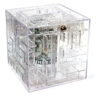New Clear Money Gift Maze Cash Puzzle Brain Teaser Box