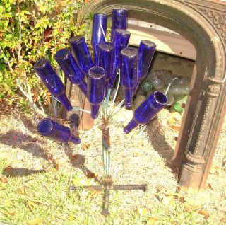 12 Cobalt Blue Bottles Beer Wine Art Crafts Bottle Tree