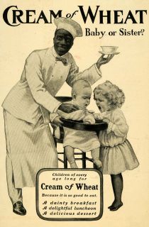 1906 Ad Cream Wheat Breakfast Cereal Rasmus Chef Baby Highchair Girl 