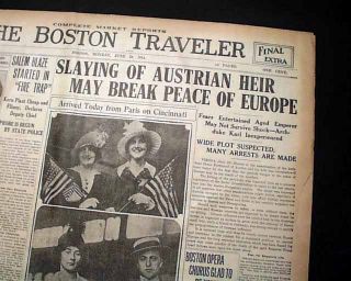 1914 Newspaper Archduke Franz Ferdinand Assassination Prelude to World 
