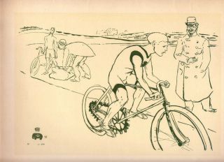 HENRI DE TOULOUSE LAUTREC 1951 MOURLOT LITHO PRINT OF BICYCLE RACING 