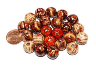   Floral Design Wood Beads for Craft Macrame Cigar Box Handle New