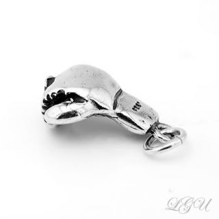 Silver 3D Boxing Glove Charm 20 Rope Chain Necklace