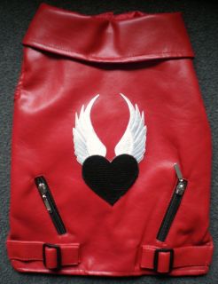 Red Lady Biker Leather Winged Heart Vest SM Med Breed