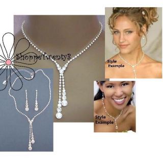   Drop Necklace Set 14 17 Silver Bridal Bridesmaid Jewelry Boxed